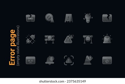 Gray gradient placeholder illustrations (empty state pages dark theme)