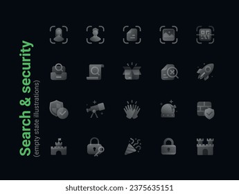 Gray gradient placeholder illustrations (empty state pages dark theme)