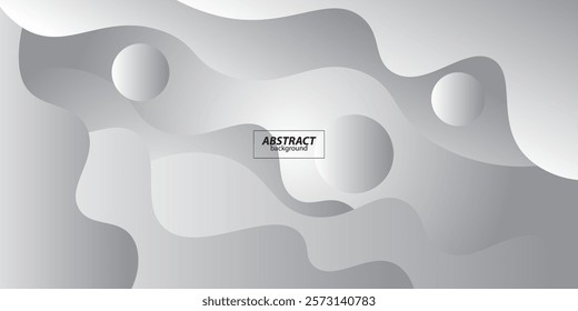 Gray gradient wave background with geometric circle shape elements. Colorful gray wave design. Simple elegant concept. Vector eps10