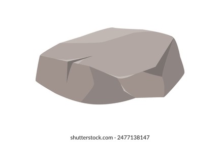 Gray granite stone, rock boulder material of broken basalt cliff vector illustration