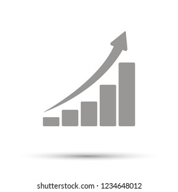 Gray graphic icon that rises to the top on a white background.