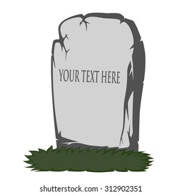 A gray gravestone with grass - you can place your text