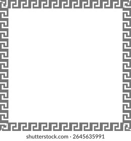 Gray greek key square frame border design element