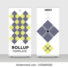 Gray green Abstract Shapes Modern Exhibition Advertising Trend Business Roll Up Banner Stand Poster Brochure flat design template creative concept. Geometric Roll Up EPS. Presentation Cover