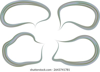 gray green color abstract thick outline curve speech bubbles