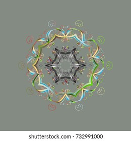 Gray, green and neutral snow on gray, green and neutral colors. Abstract wallpaper, wrapping decoration. Snowflake simple. Symbol of winter, Merry Christmas holiday, Happy New Year celebration Vector.