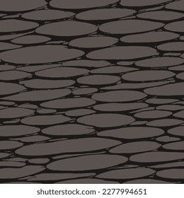 Gray grunge background, cracks, cobblestone, surface, round stone