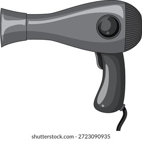 Vetor de secador de cabelo cinza, perfil lateral, linhas limpas, cor plana, design moderno simples
