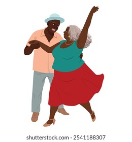 gray haired elderly couple black couple dancing together