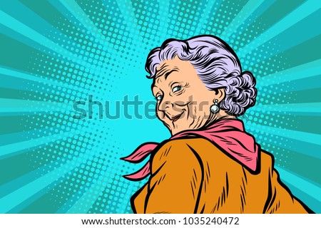 gray haired grandmother a good look. Pop art retro vector illustration comic cartoon figure vintage kitsch