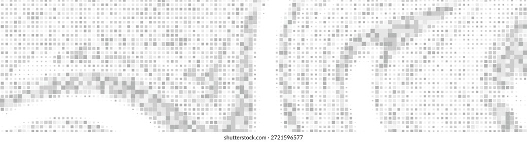 Fundo de faixa curvada de meio-tom cinza com ilustração de vetor de profundidade de pixel de gradiente suave