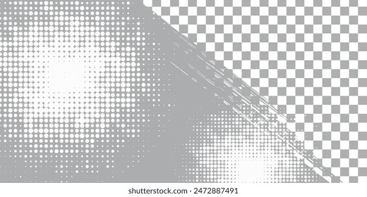 Grauer Halbton Punkte Weiße Farbmuster Gradient Grunge Textur Hintergrund. Dot Pop Art Comic Sport Stil Vektorillustration