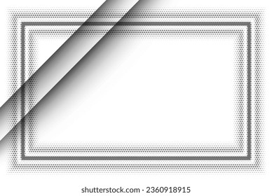 Gray halftone on a white background, gray dots background design in the form of a frame
