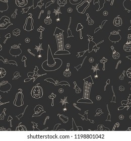 Gray Halloween Seamless Pattern