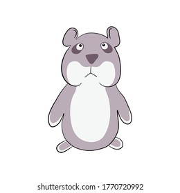 Grauer Hamster auf weißem Hintergrund, einzeln, süß, Spielzeug