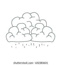gray hand drawing silhouette of clouds with the rain falling vector illustration