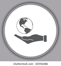 Gray Hand holding Globe earth 