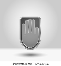 Gray hand icon with metal edging