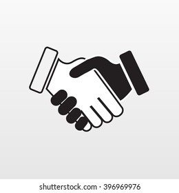 Gray Hand shake icon on background. Modern simple flat handshake sign. Business agree, internet concept. Trendy compromise vector symbol for website design, web button, mobile app. Logo illustration.