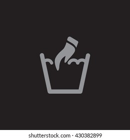 Gray hand washing vector icon on black background