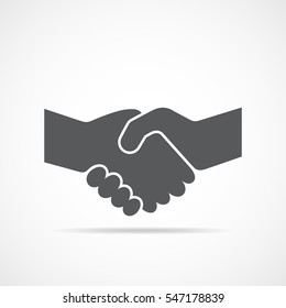 Gray handshake icon on light background. Vector illustration.