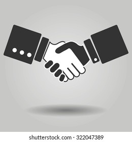 Gray Handshake icon vector. Flat hand shake symbol isolated on white background. Trendy internet concept. Modern sign for web site button, mobile app, ui design. Logo illustration.