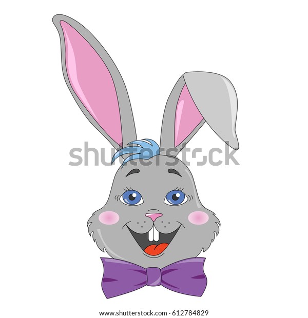 Download Gray Happy Easter Rabbit Long Ears Stock Vector (Royalty ...