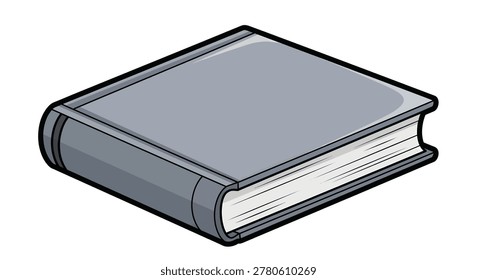 Gray hardcover book with pages