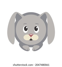 Gray hare circle vector icon. Rabbit symbol