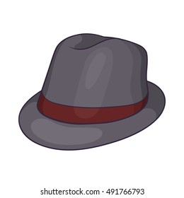 Gray hat icon in cartoon style on a white background