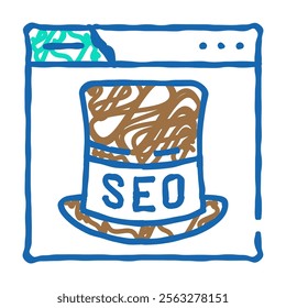 gray hat seo doodle icon sketch vector. gray hat seo sign. isolated symbol illustration
