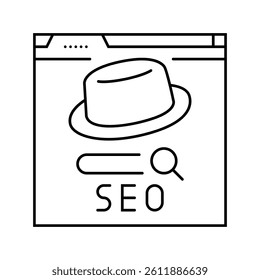 gray hat seo line icon vector. gray hat seo sign. isolated contour symbol black illustration