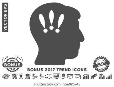 Gray Head Problems pictogram with bonus 2017 trend pictures. Vector illustration style is flat iconic symbols, white background.
