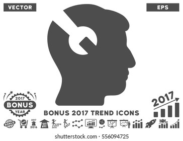 Gray Head Surgery Wrench icon with bonus 2017 trend elements. Vector illustration style is flat iconic symbols, white background.