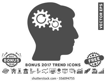 Gray Head Wheels Rotation pictograph with bonus 2017 year trend design elements. Vector illustration style is flat iconic symbols, white background.