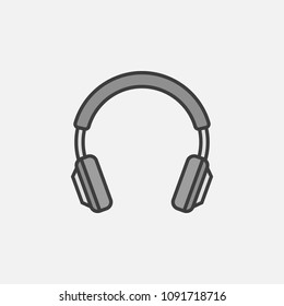 Gray headphones isolated icon. Vector headphone concept sign or logo element