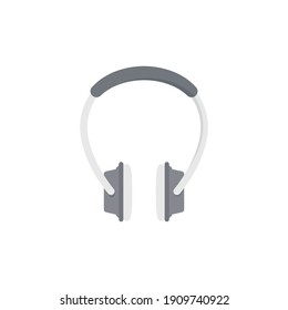 Gray headphones vector illustration. Flat style big headphones isolated on white. Podcast, music industry, sound concepts.
