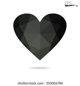 Gray heart isolated on white background. Geometric rumpled triangular low poly origami style gradient graphic illustration. Vector polygonal design for your business.