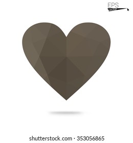 Gray heart isolated on white background. Geometric rumpled triangular low poly origami style gradient graphic illustration. Vector polygonal design for your business.
