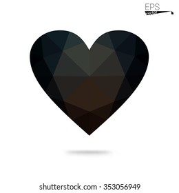Gray heart isolated on white background. Geometric rumpled triangular low poly origami style gradient graphic illustration. Vector polygonal design for your business.