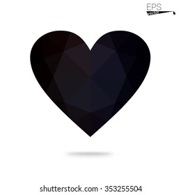 Gray heart isolated on white background. Geometric rumpled triangular low poly origami style gradient graphic illustration. Vector polygonal design for your business.