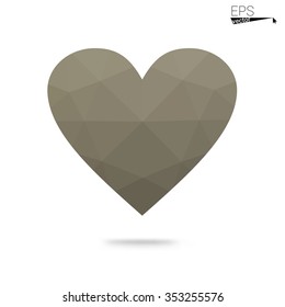 Gray heart isolated on white background. Geometric rumpled triangular low poly origami style gradient graphic illustration. Vector polygonal design for your business.