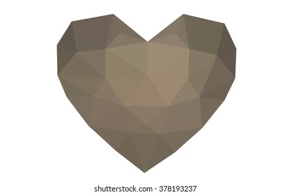 Gray heart isolated on white background. Geometric rumpled triangular low poly origami style gradient graphic illustration. Vector polygonal design for your business.