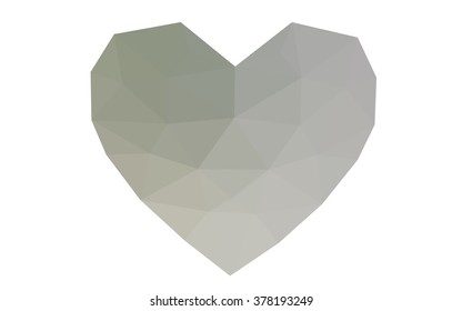 Gray heart isolated on white background. Geometric rumpled triangular low poly origami style gradient graphic illustration. Vector polygonal design for your business.