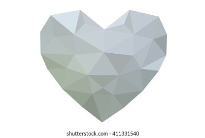 Gray heart isolated on white background. Geometric rumpled triangular low poly origami style gradient graphic illustration. Vector polygonal design for your business.