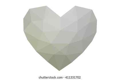 Gray heart isolated on white background. Geometric rumpled triangular low poly origami style gradient graphic illustration. Vector polygonal design for your business.