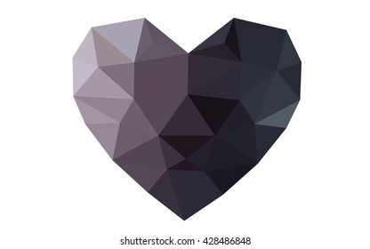Gray heart isolated on white background. Geometric rumpled triangular low poly origami style gradient graphic illustration. Vector polygonal design for your business.