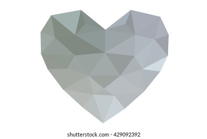 Gray heart isolated on white background. Geometric rumpled triangular low poly origami style gradient graphic illustration. Vector polygonal design for your business.