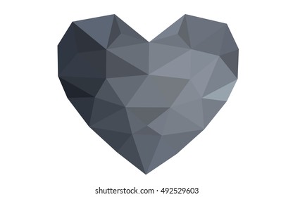 Gray heart isolated on white background. Geometric rumpled triangular low poly origami style gradient graphic illustration. Vector polygonal design for your business.
