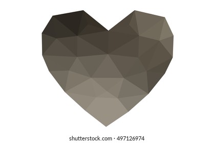 Gray heart isolated on white background. Geometric rumpled triangular low poly origami style gradient graphic illustration. Vector polygonal design for your business.